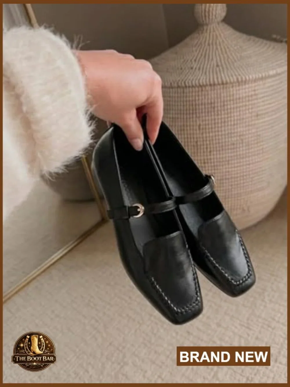 Women's Square Toe Mary Jane Ballet Flats with Buckle Strap